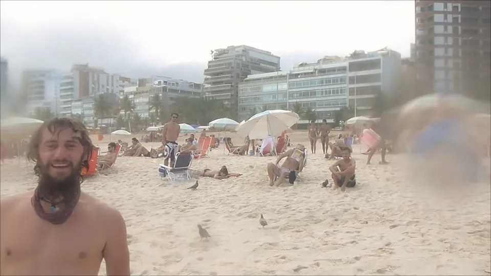 The riders on the beach in Rio de Janeiro at the end of the trip.